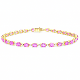 6.30ct G SI 14KT Yellow Gold Diamond & Pink Sapphire Gemstone Tennis Bracelet 8"