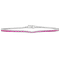 <span style="color:purple">SPECIAL!</span> 1.76ct G SI 14K White Gold Natural Pink Sapphire Tennis Bracelet 7"
