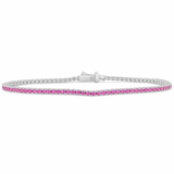 1.77ct G SI 14K White Gold Natural Intense Pink Sapphire Tennis Bracelet 7"