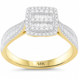 .58ct G SI 14kt Yellow Gold Square Shape Diamond Modern Ring Size 6.5