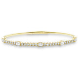 1.96ct G SI 14K Yellow Gold Emerald Cut Diamond Bangle Bracelet