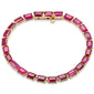 <span style="color:purple">SPECIAL!</span>17.79ct 14K Yellow Gold Natural Ruby Gemstone Tennis Bracelet 7" Long