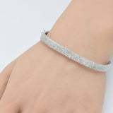 <span style="color:purple">SPECIAL!</span> 1.96ct G SI 14K White Gold Diamond Medium Square Bangle Bracelet 6.5"