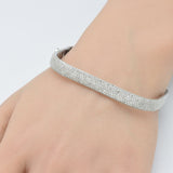 <span style="color:purple">SPECIAL!</span>  2.46ct G SI 14K White Gold Round Diamond Square Bangle Bracelet Size 6.5"