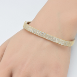 <span style="color:purple">SPECIAL!</span>  2.46ct G SI 14K Yellow Gold Round Diamond Square Bangle Bracelet Size 6.5"