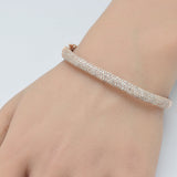<span style="color:purple">SPECIAL!</span> 3.33ct G SI 14K Rose Gold Diamond Pave Medium Square Bangle Bracelet 6.5"