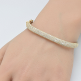 <span style="color:purple">SPECIAL!</span> 3.32ct G SI 14K Yellow Gold Diamond Pave Medium Square Bangle Bracelet 6.5"