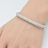 3.32ct G SI 14K White Gold Diamond Pave Medium Square Bangle Bracelet 6.5"