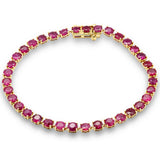 10.18ct G SI 14K Yellow Gold Round Ruby Gemstone Tennis Bracelet 7" Long