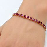 10.18ct G SI 14K Yellow Gold Round Ruby Gemstone Tennis Bracelet 7" Long