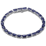 16.95ct G SI 14K White Gold Blue Sapphire Gemstone Bracelet 7" Long