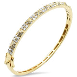 1.57ct G SI 14K Yellow Gold Diamond Spiked Bangle Bracelet