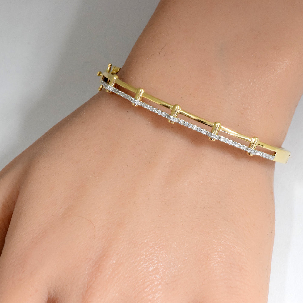 .38ct G SI 14K Yellow Gold Trendy Diamond Bangle Bracelet