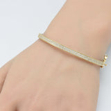 .97ct G SI 14K Yellow Gold Pave Set Diamond Bangle Bracelet
