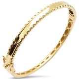 14K Yellow Gold Diamond Cut Design Plain Bangle Bracelet