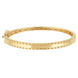 14K Yellow Gold Diamond Cut Design Plain Bangle Bracelet