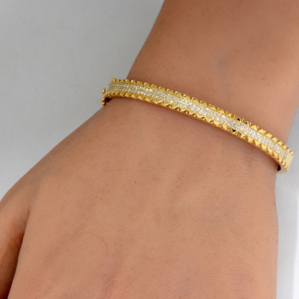 .72ct G SI 14K Yellow Gold Diamond Trendy Bangle Bracelet
