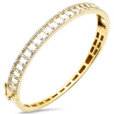 1.59ct G SI 14K Yellow Gold Round & Baguette Diamond Bangle Bracelet