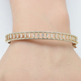 1.59ct G SI 14K Yellow Gold Round & Baguette Diamond Bangle Bracelet