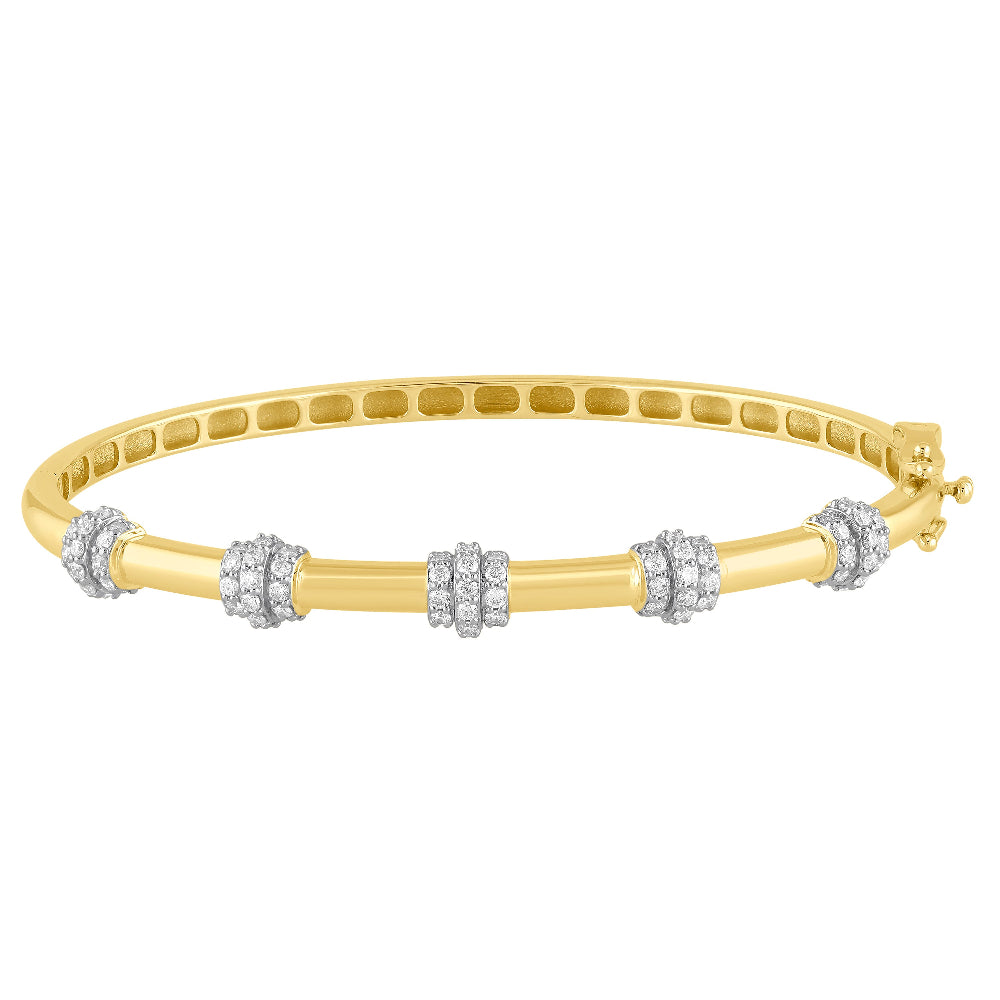 .73ct G SI 14K Yellow Gold Modern Diamond Bangle Bracelet