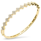 1.36ct G SI 14K Yellow Gold Diamond Clover Design Bangle Bracelet