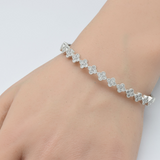 1.36ct G SI 14K White Gold Diamond Clover Design Bangle Bracelet