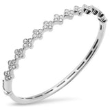 1.36ct G SI 14K White Gold Diamond Clover Design Bangle Bracelet