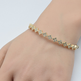 1.36ct G SI 14K Yellow Gold Diamond Clover Design Bangle Bracelet