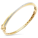 <span style="color:purple">SPECIAL!</span>.33ct G SI 14K Yellow Gold Diamond Crossover Bangle Bracelet