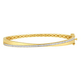 <span style="color:purple">SPECIAL!</span>.33ct G SI 14K Yellow Gold Diamond Crossover Bangle Bracelet