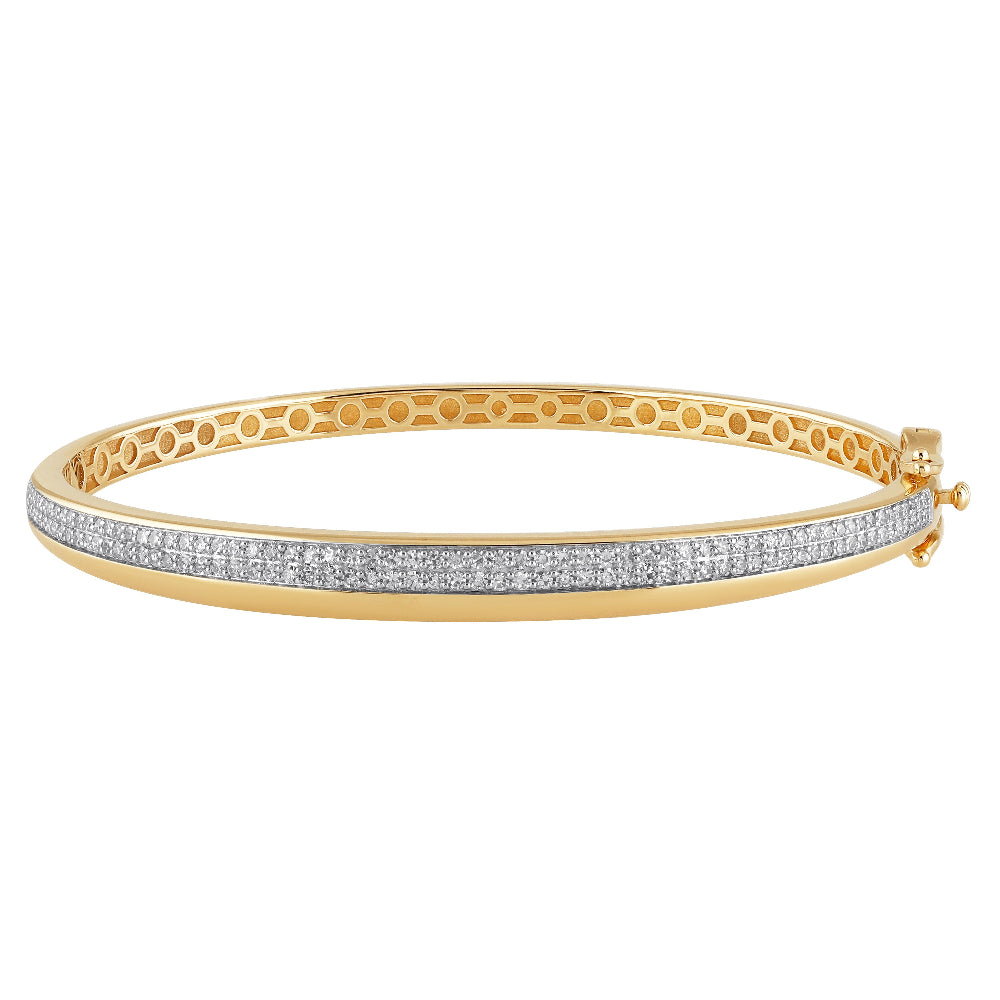 .73ct G SI 14K Yellow Gold Round Diamond Bangle Bracelet