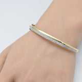 .73ct G SI 14K Yellow Gold Round Diamond Bangle Bracelet