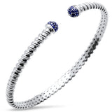 .26ct G SI 14K White Gold Blue Sapphire Gemstone Twisted Cable Design Bangle Bracelet