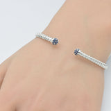 .26ct G SI 14K White Gold Blue Sapphire Gemstone Twisted Cable Design Bangle Bracelet
