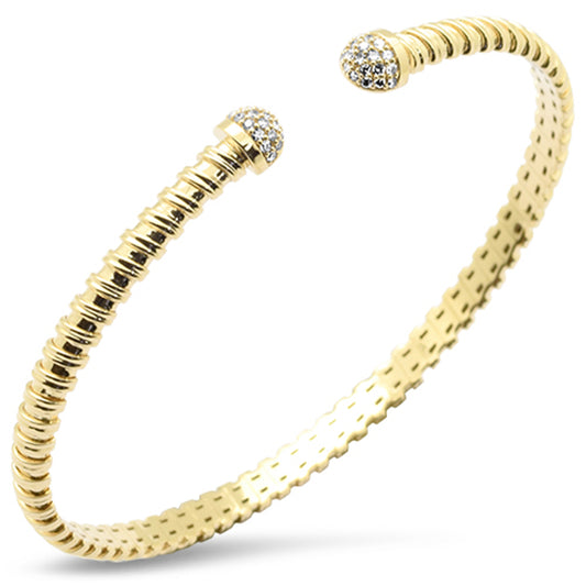 <span style="color:purple">SPECIAL!</span> .18ct G SI 14K Yellow Gold Diamond Twisted Cable Design Open Bangle Bracelet