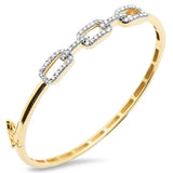 .73ct G SI 14K Yellow Gold Diamond Paper Clip Design Bangle Bracelet