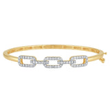 .73ct G SI 14K Yellow Gold Diamond Paper Clip Design Bangle Bracelet