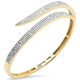 1.48ct G SI 14K Yellow Gold Diamond Claw Wrap Around Bangle Bracelet
