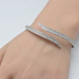 1.48ct G SI 14K White Gold Diamond Claw Wrap Around Bangle Bracelet