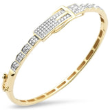 .90ct G SI 14K Yellow Gold Diamond Belt Buckle Design Bangle Bracelet