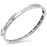 .61ct G SI 14K White Gold Diamond & Blue Sapphire Gemstone Bangle Bracelet