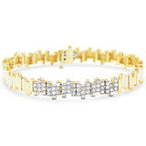 1.00ct G SI 14K Yellow Gold Diamond Modern  Zig Zag Bar Bracelet 7" Long