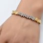 <span style="color:purple">SPECIAL!</span>.99ct G SI 14K Yellow Gold Diamond Modern  Zig Zag Bar Bracelet 7" Long
