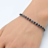 12.48ct G SI 14k White Gold Blue Sapphire Gemstone Tennis Bracelet  7" Long