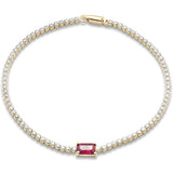 1.70ct G SI 14K Yellow Gold Diamond & Ruby Gemstone Tennis Bracelet 7" Long