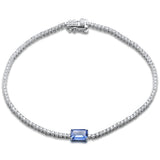 2.00ct G SI 14K White Gold Diamond & Tanzanite Gemstone Tennis Bracelet 7" Long
