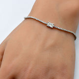 1.53ct G SI 14K White Gold Diamond Radiant Shape Tennis Bracelet 7" Long