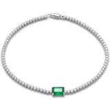 3.09ct G SI 14K White Gold Diamond & Emerald Gemstone Tennis Bracelet 7" Long