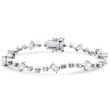 4.14ct G SI 14K White Gold Round & Emerald Cut Diamond Bracelet 7"