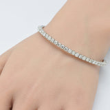 2.98ct G SI 14K White Gold Round Diamond Flexible Bangle Bracelet